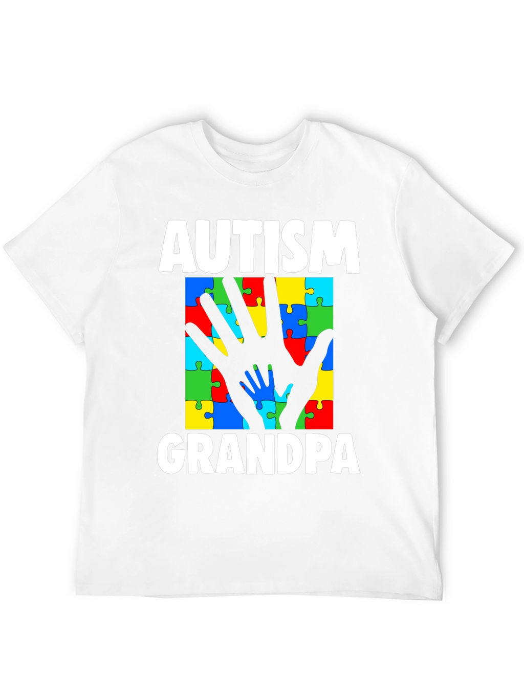 Autism Grandpa Puzzle Piece Hands T-Shirt