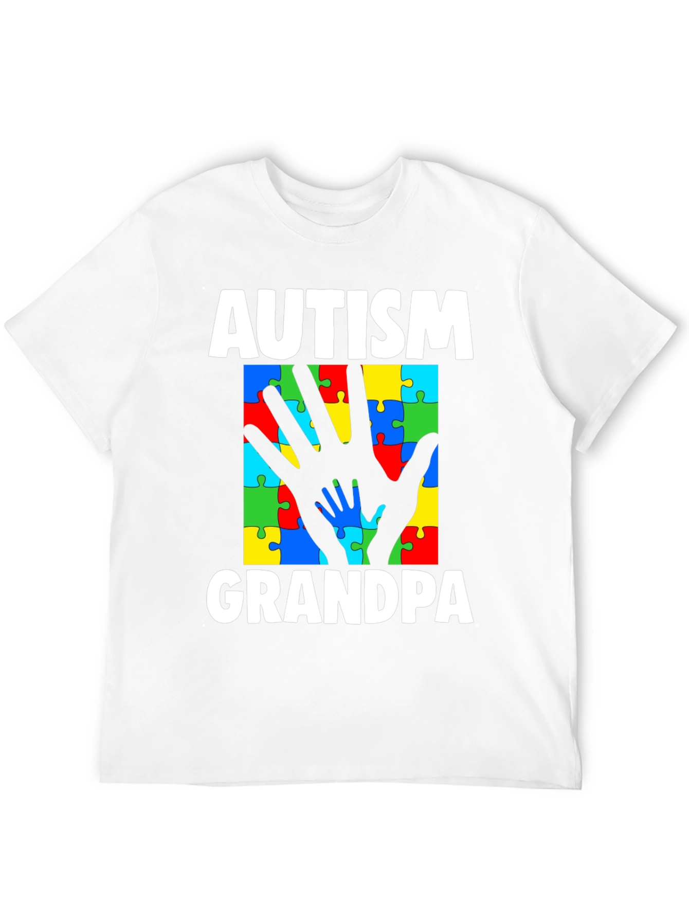 Autism Grandpa Puzzle Piece Hands T-Shirt
