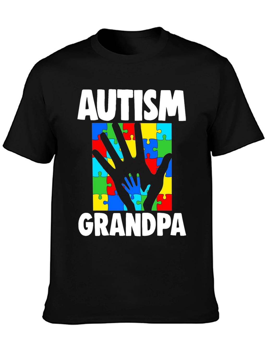 Autism Grandpa Puzzle Piece Hands T-Shirt