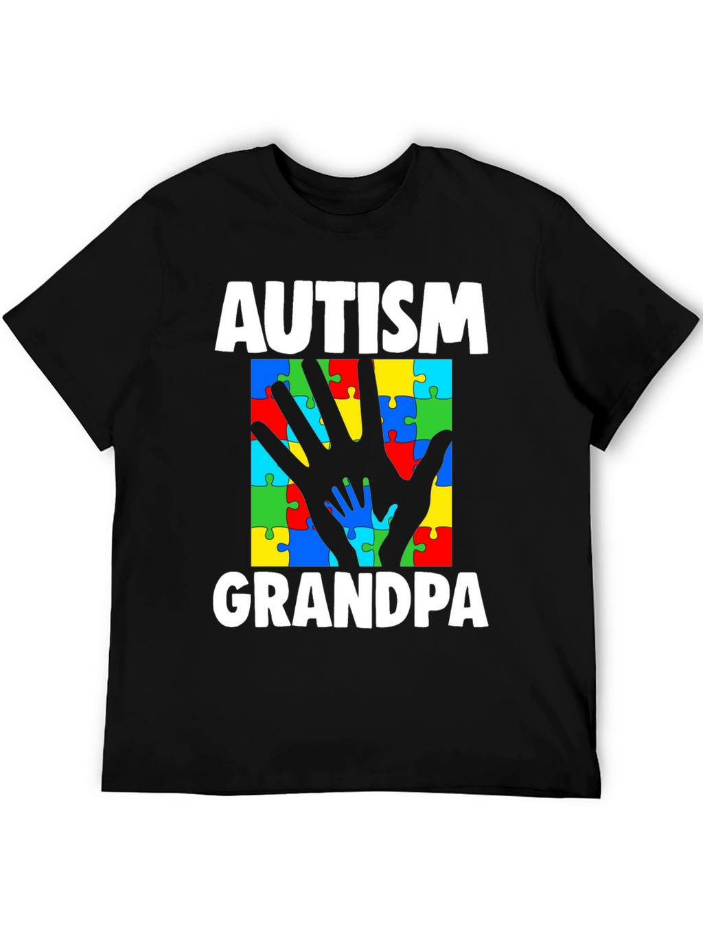 Autism Grandpa Puzzle Piece Hands T-Shirt