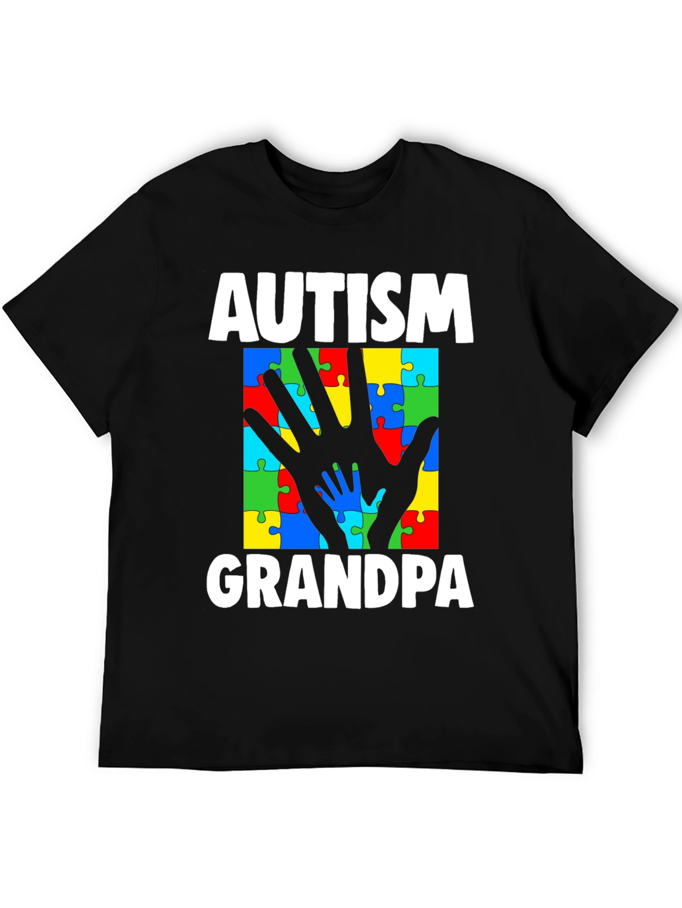 Autism Grandpa Puzzle Piece Hands T-Shirt