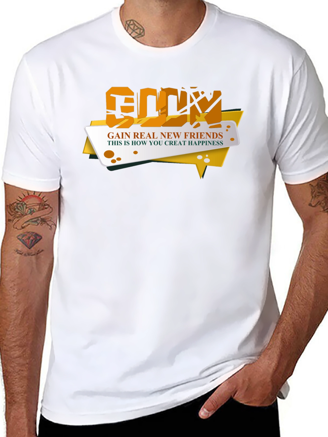 Gain Real New Friends Black T-Shirt