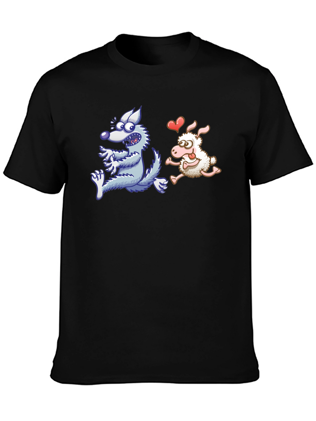 Wolf Chasing Sheep Funny T-Shirt