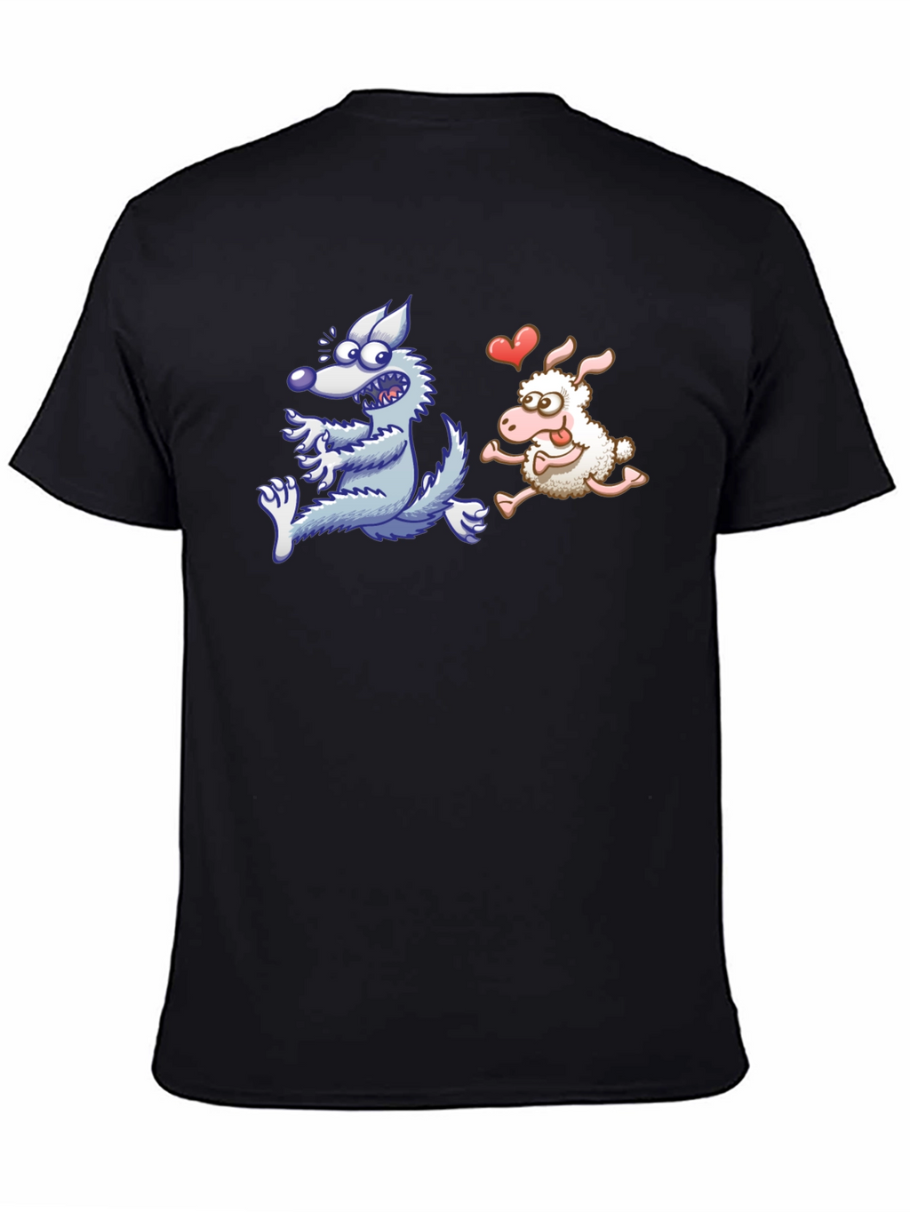 Wolf Chasing Sheep Funny T-Shirt