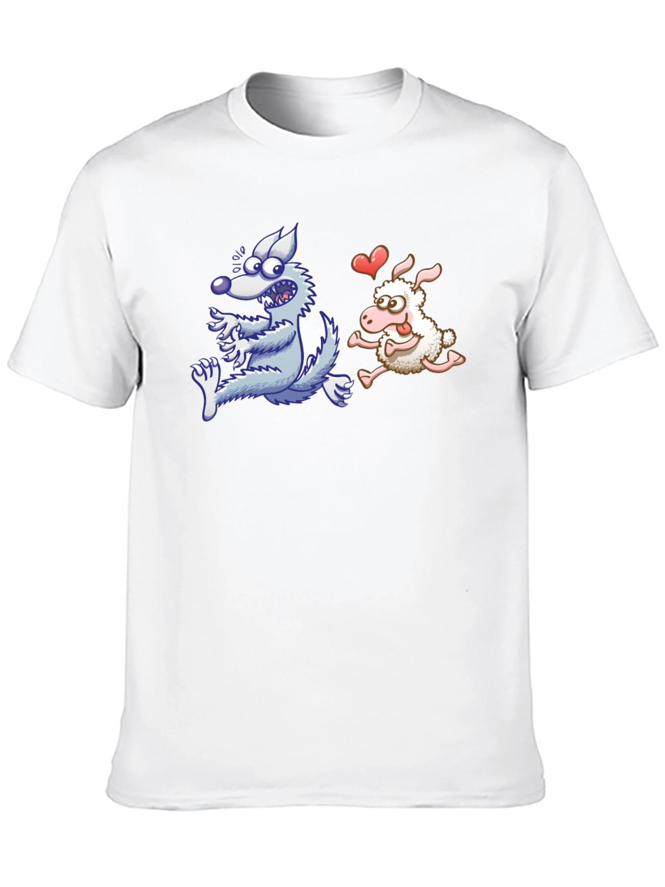 Wolf Chasing Sheep Funny T-Shirt