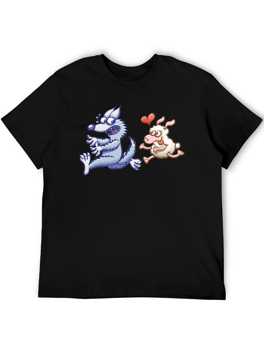 Wolf Chasing Sheep Funny T-Shirt