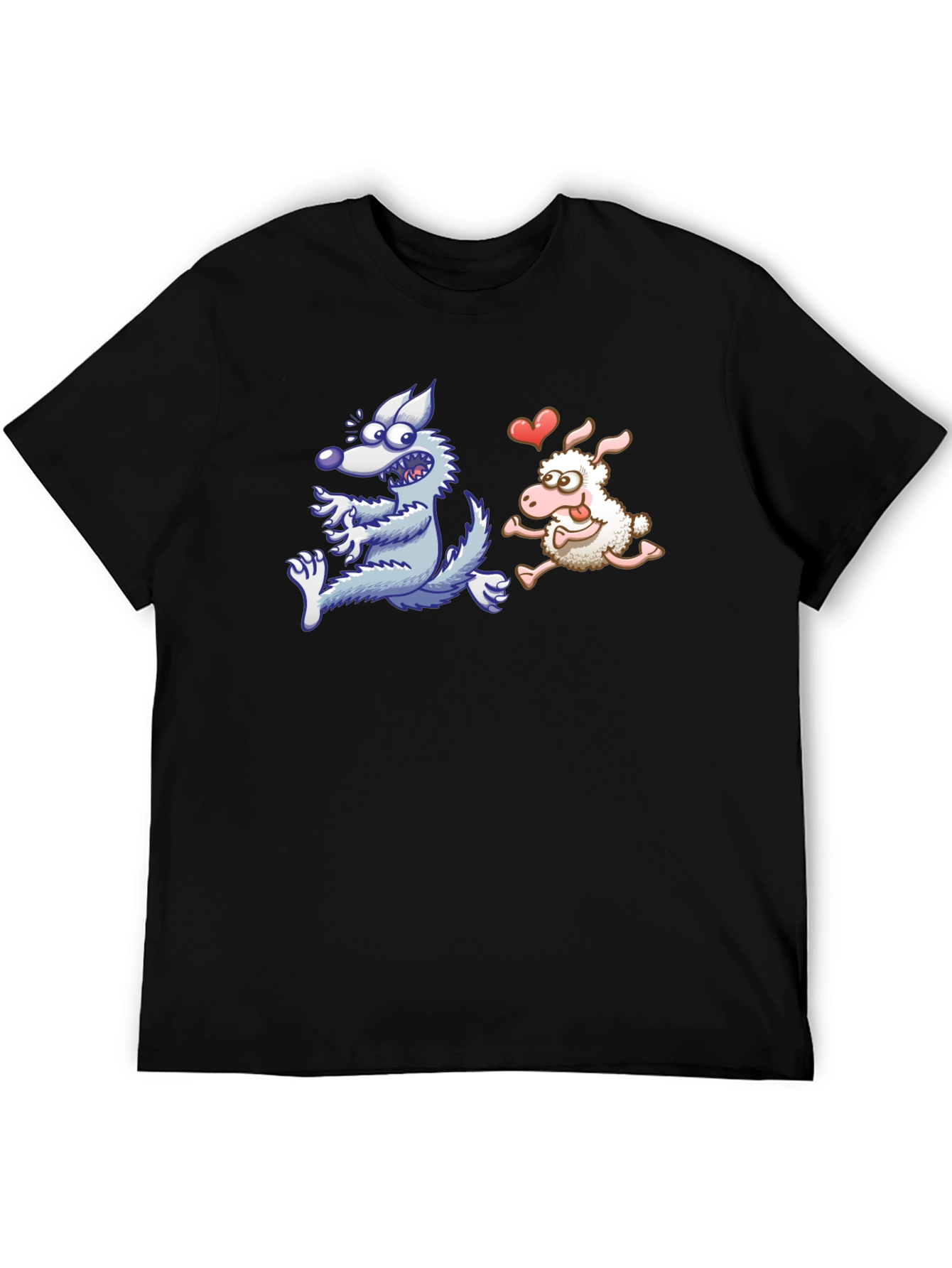Wolf Chasing Sheep Funny T-Shirt