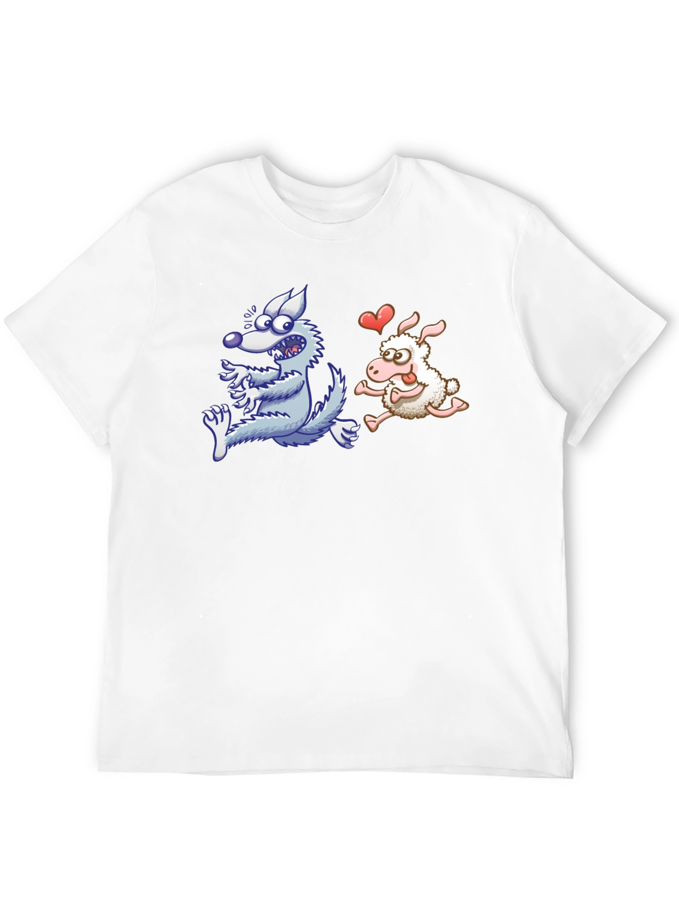 Wolf Chasing Sheep Funny T-Shirt
