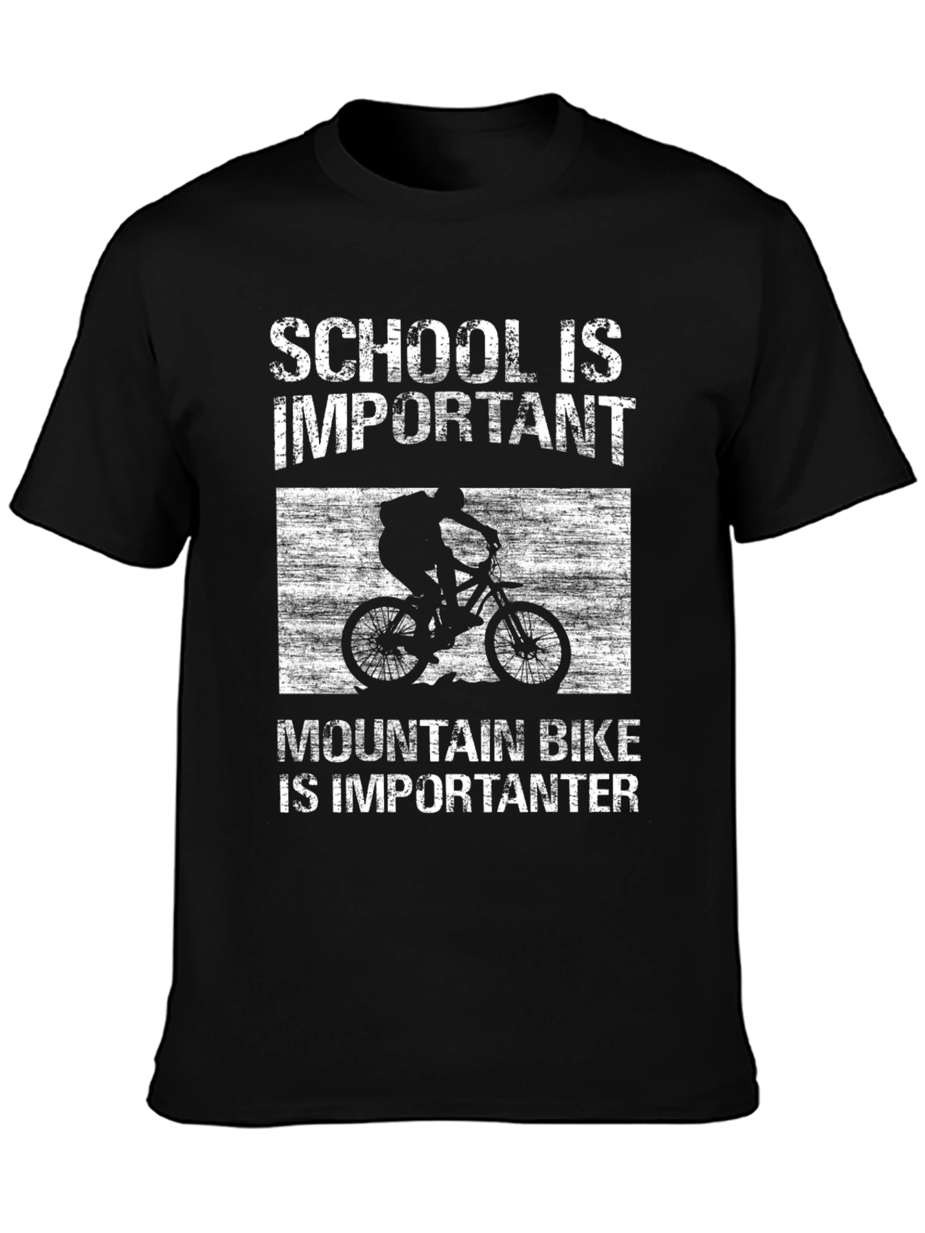 Mountain Bike Importanter T-Shirt - School is Important Biking Tee