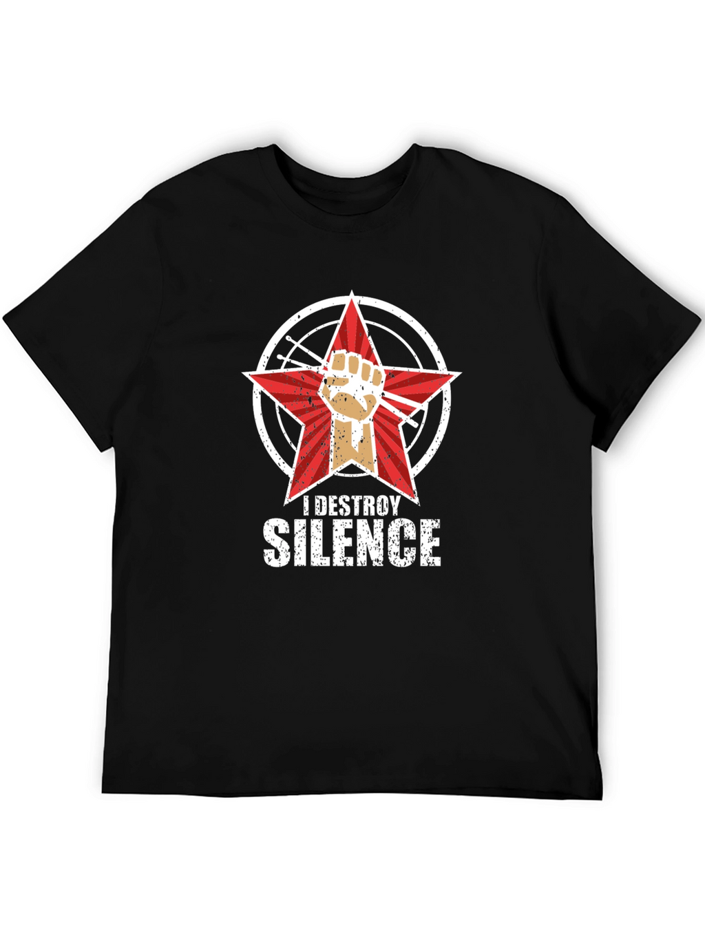 I Destroy Silence Black Graphic T-Shirt