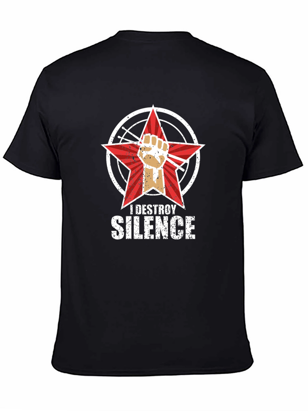I Destroy Silence Black Graphic T-Shirt