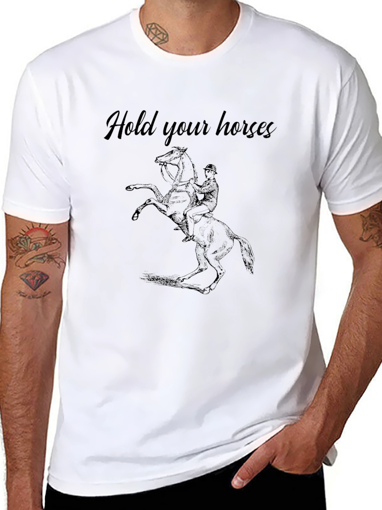 Hold Your Horses Graphic Tee - Black