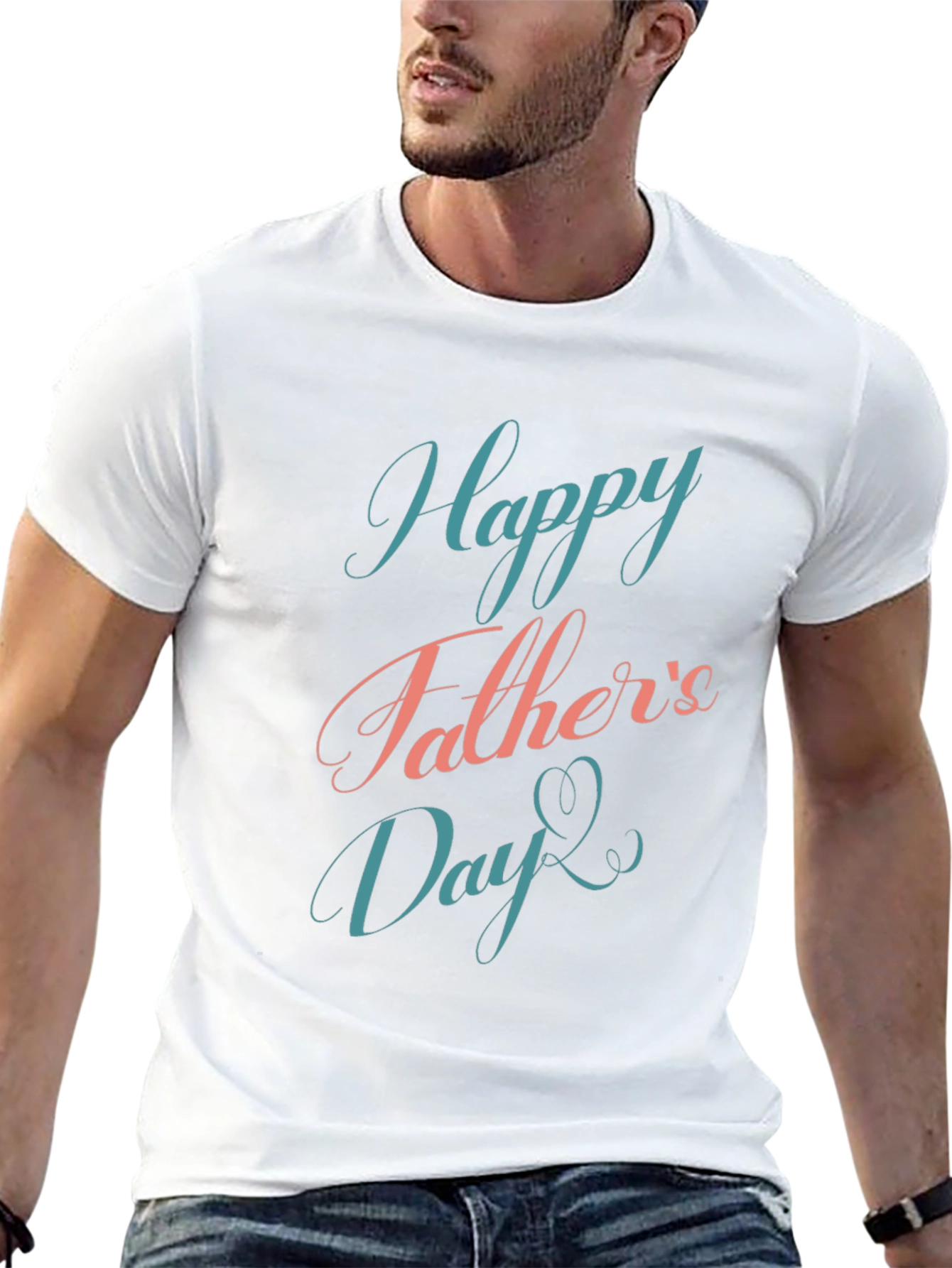 Happy Fathers Day T-Shirt Mens Black Graphic Tee