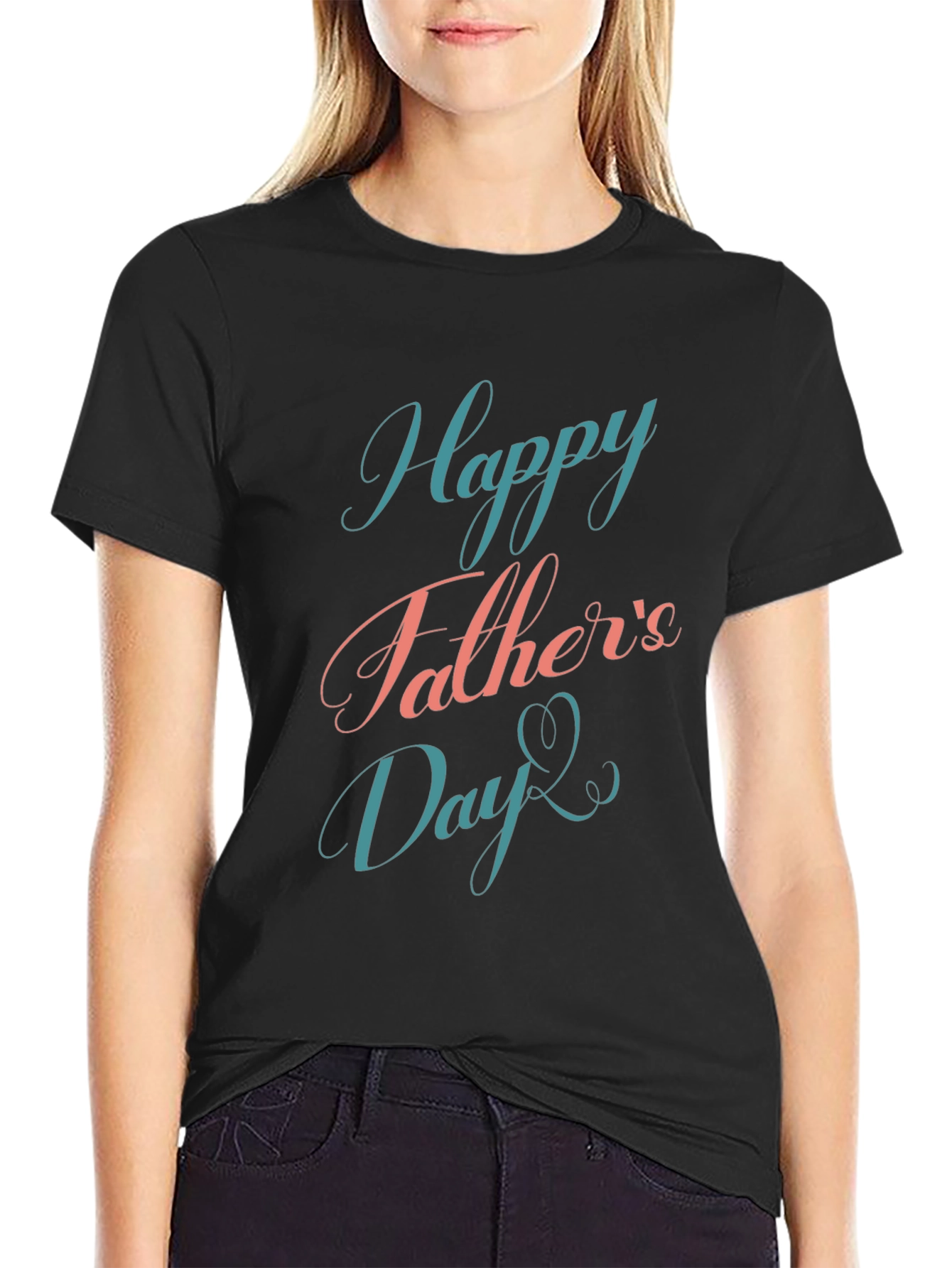 Happy Fathers Day T-Shirt Mens Black Graphic Tee