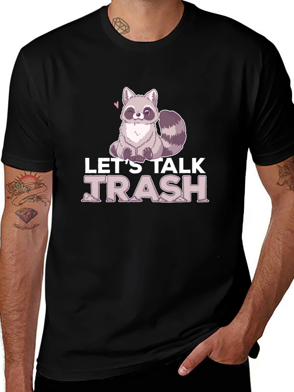 Lets Talk Trash Raccoon Graphic T-Shirt