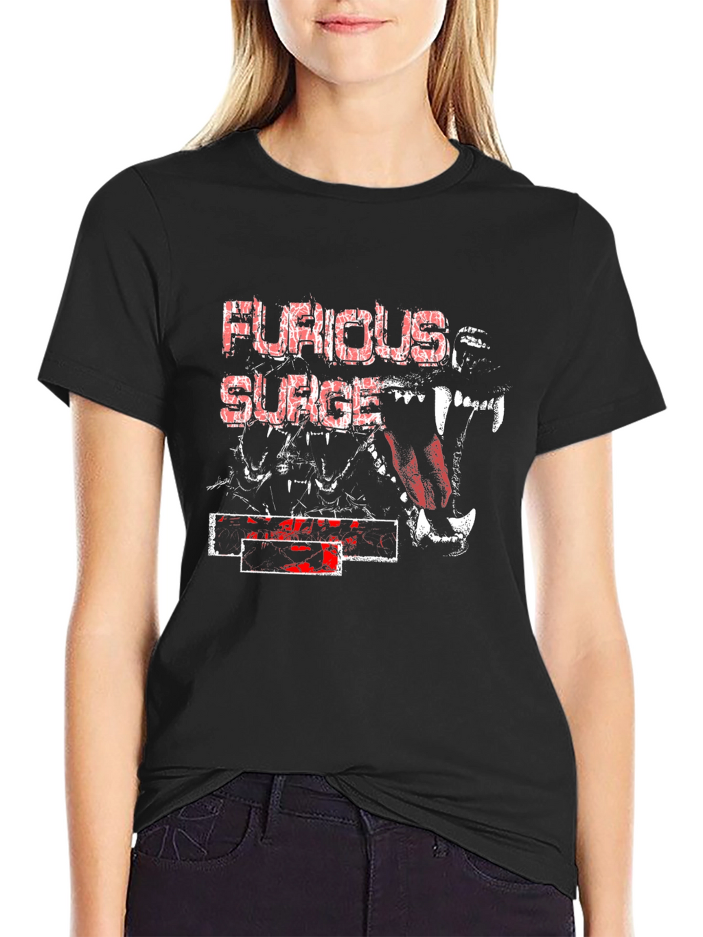 Furious Surge Graphic Print Black T-Shirt