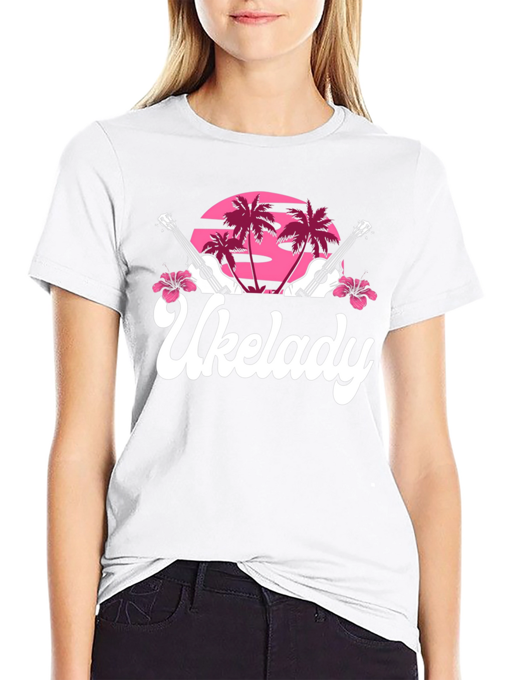 Ukelady Graphic Tee - Tropical Ukulele Design