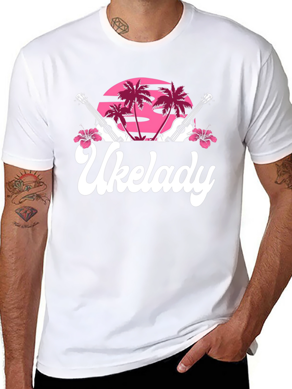 Ukelady Graphic Tee - Tropical Ukulele Design