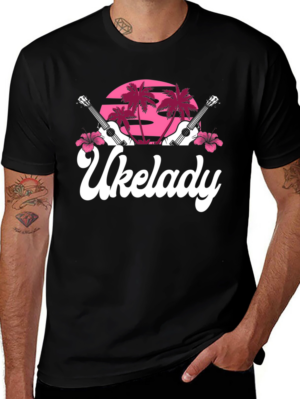 Ukelady Graphic Tee - Tropical Ukulele Design