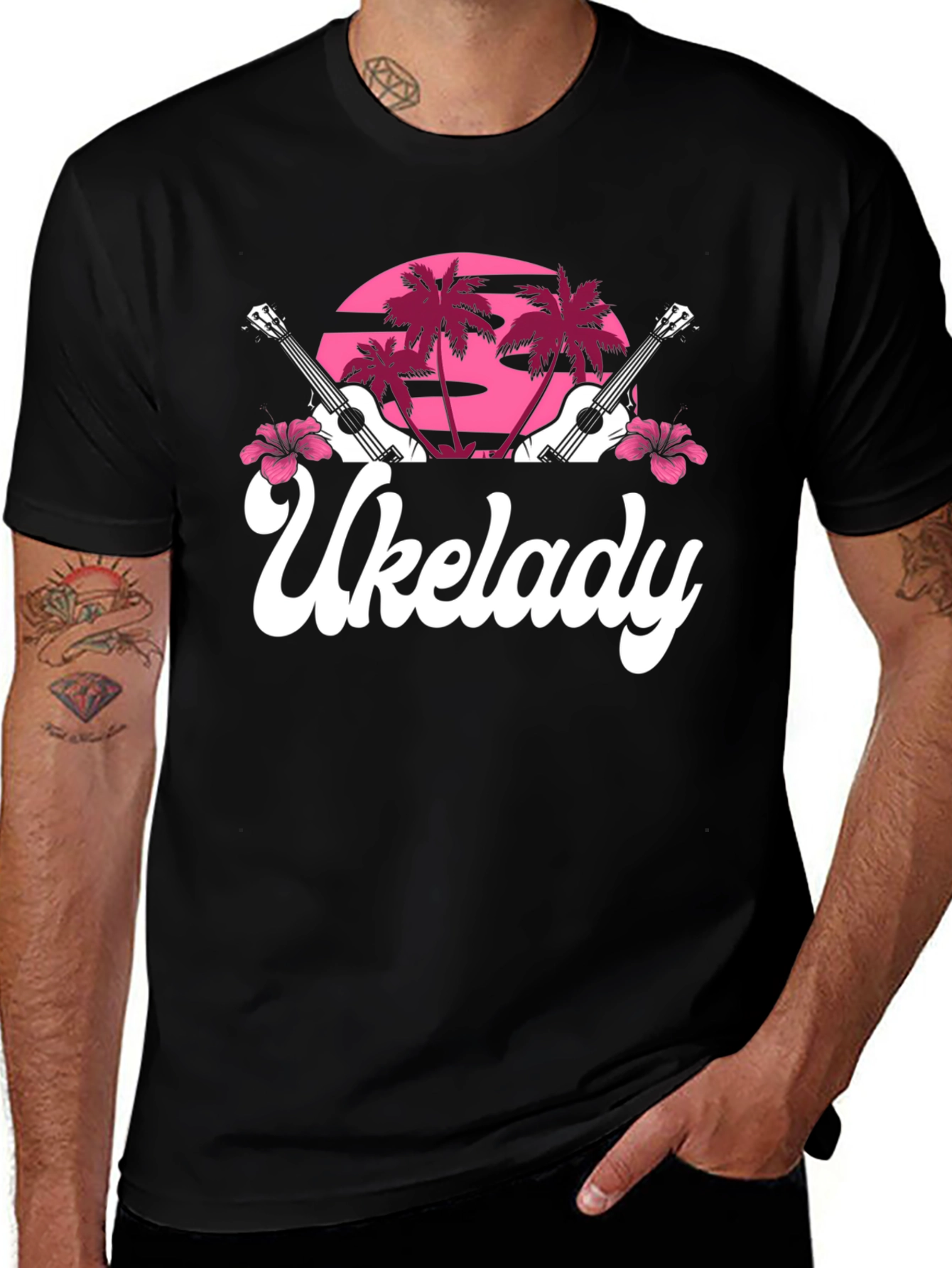 Ukelady Graphic Tee - Tropical Ukulele Design