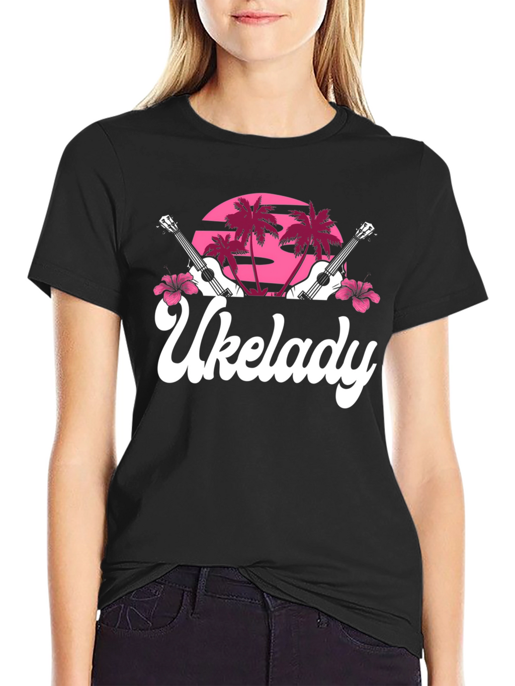 Ukelady Graphic Tee - Tropical Ukulele Design