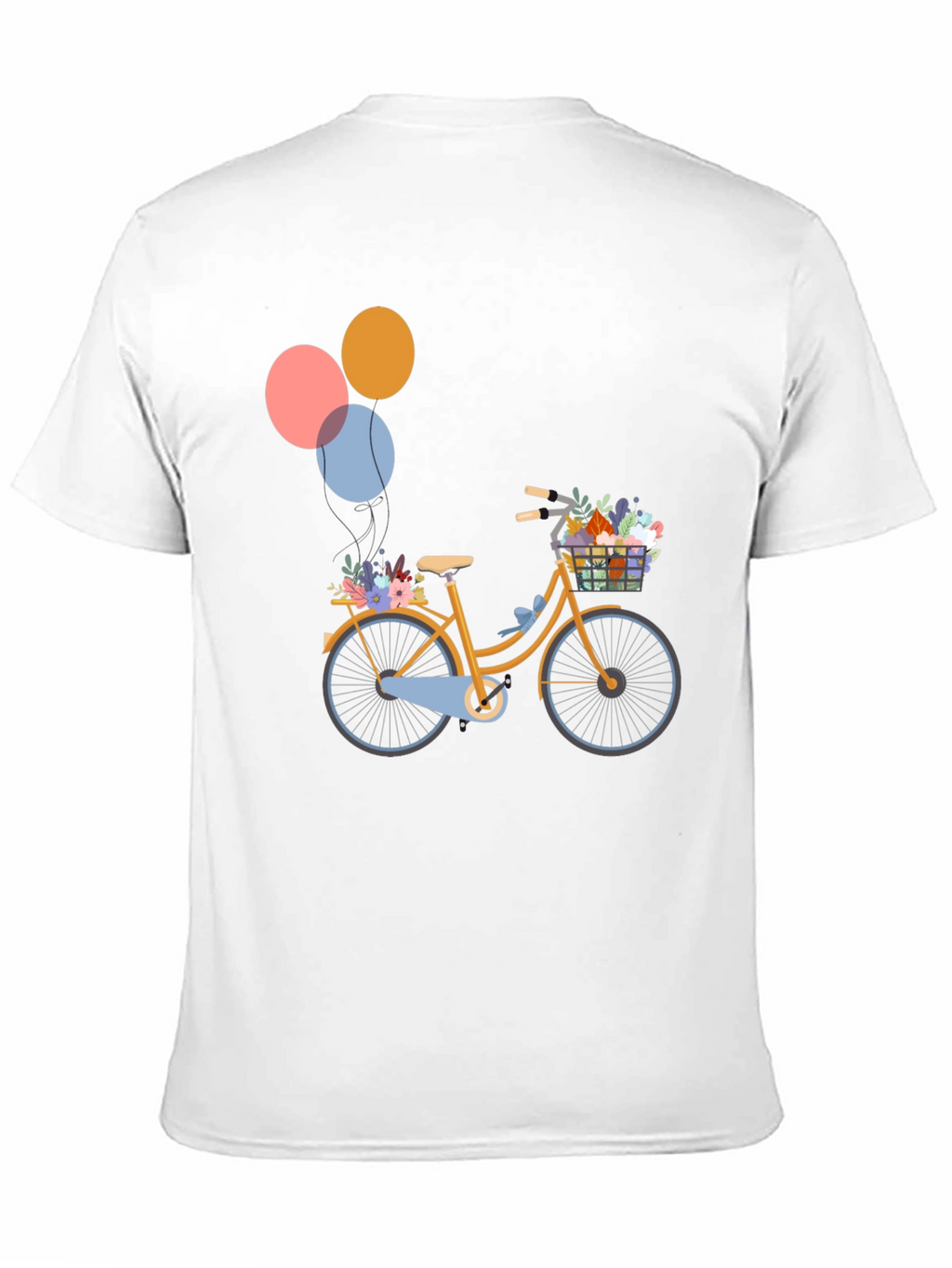 Black T-Shirt with Bicycle & Balloons Graphic