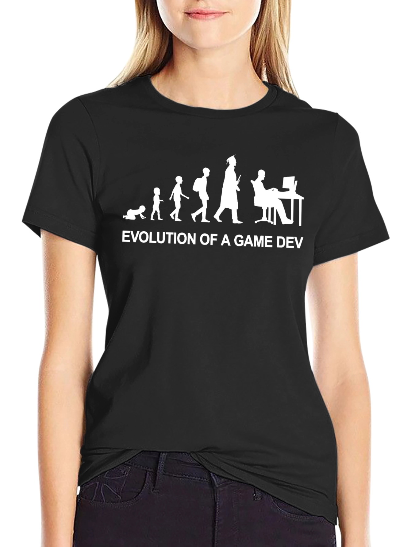 Evolution of a Game Dev T-Shirt - Black Cotton Tee