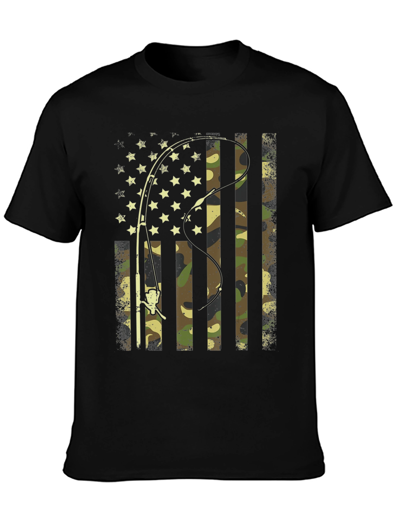 American Flag Fishing Camo Graphic Tee