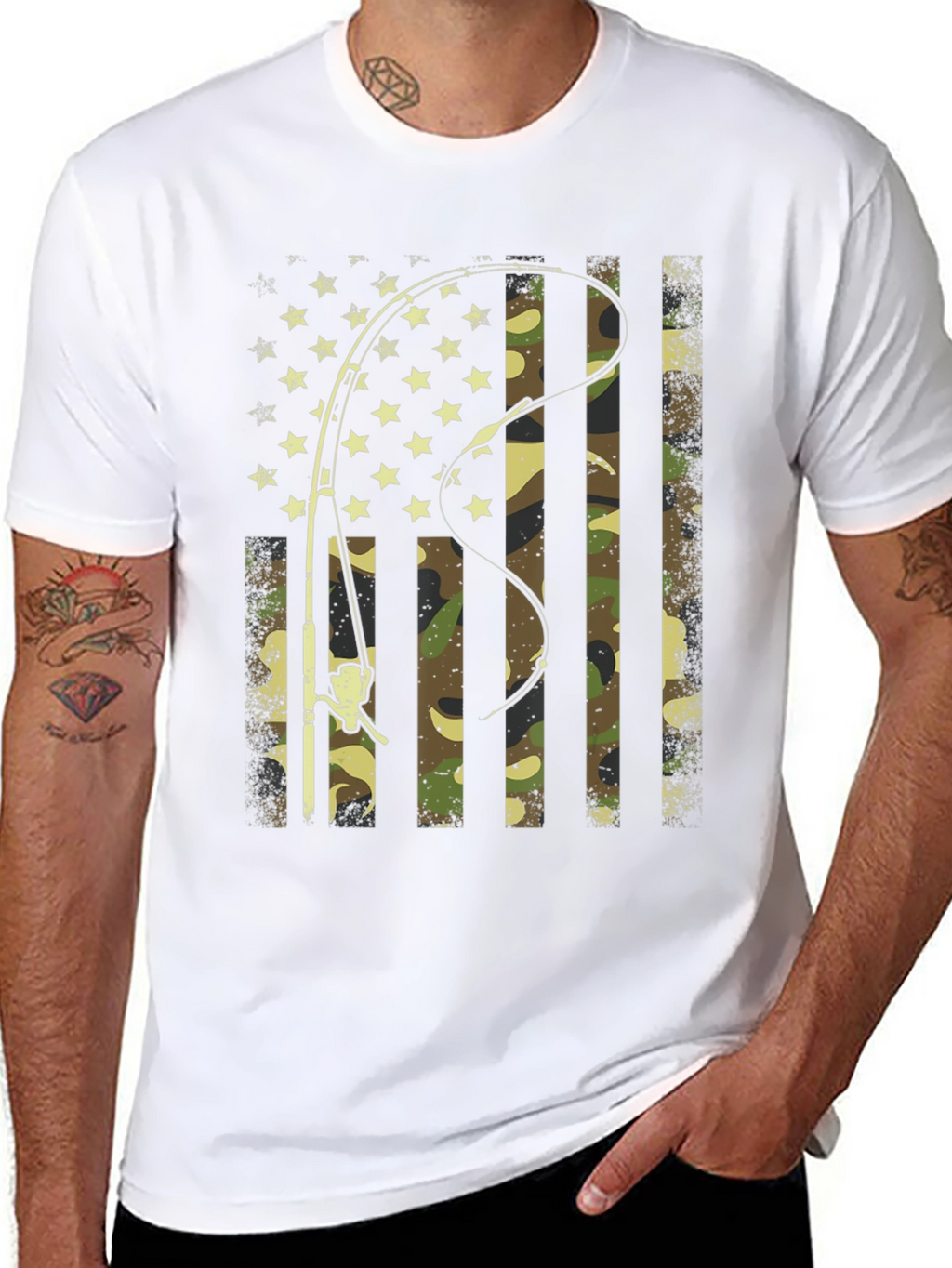 American Flag Fishing Camo Graphic Tee