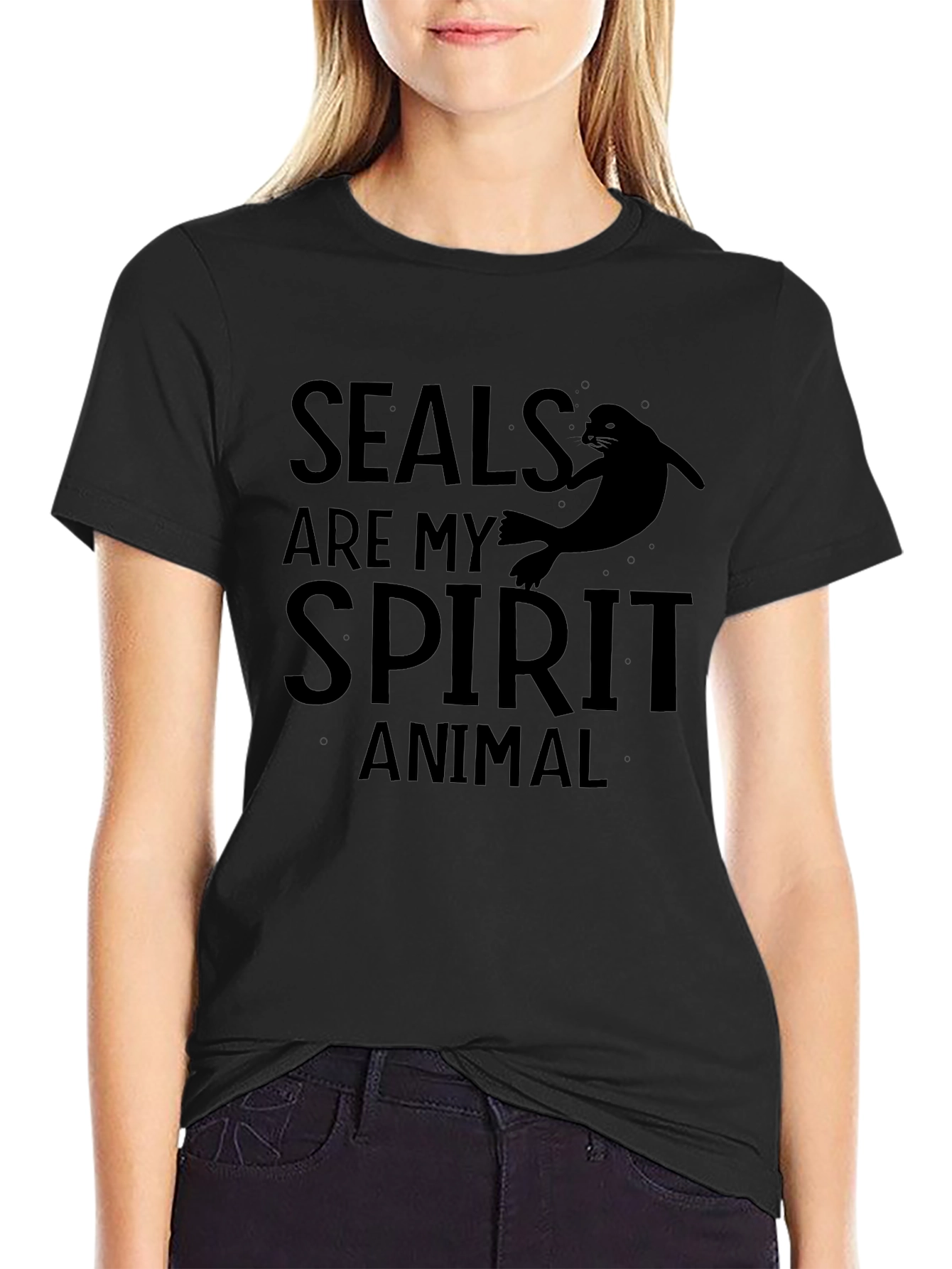 Seals Are My Spirit Animal Black Graphic T-Shirt