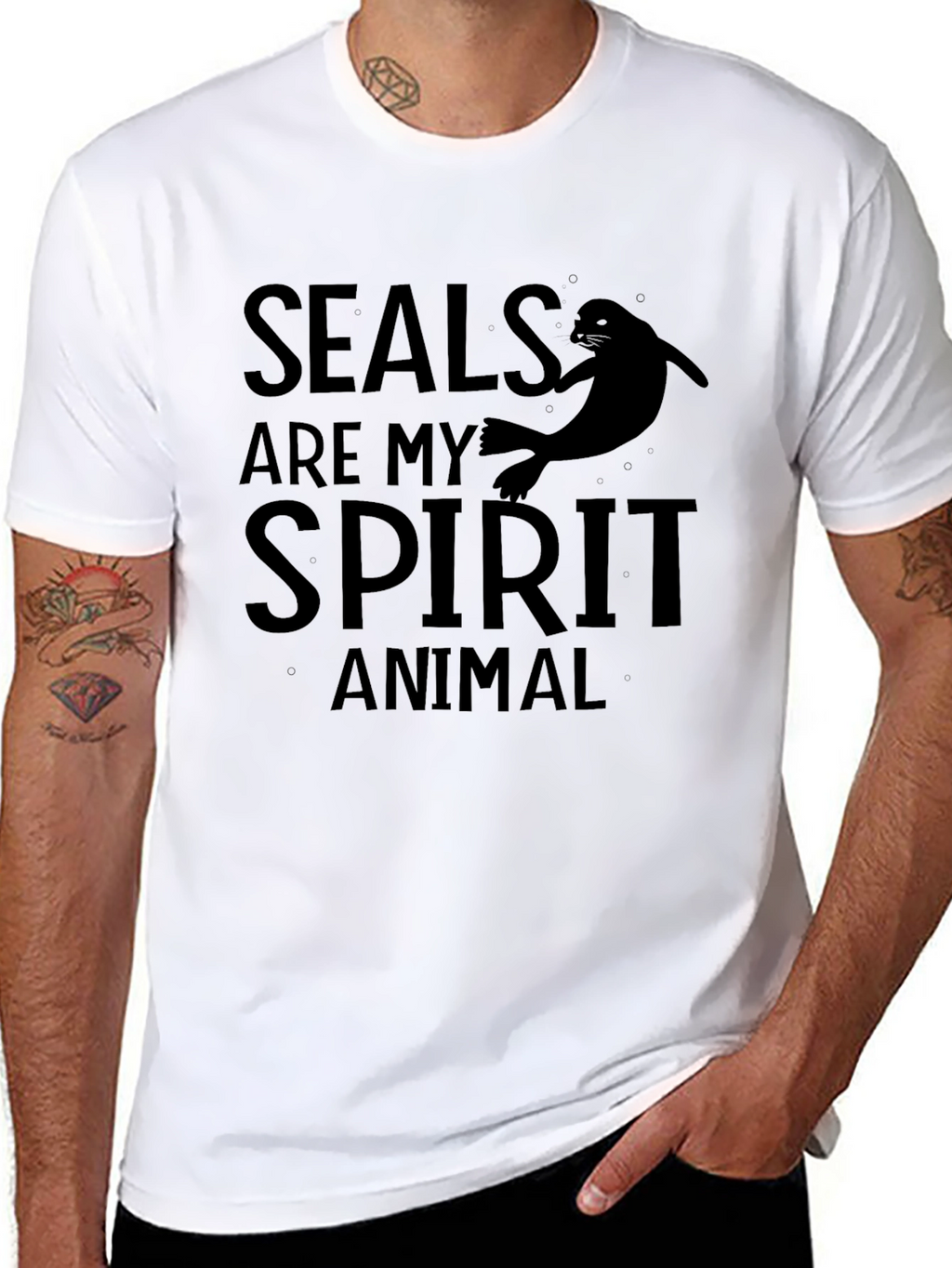 Seals Are My Spirit Animal Black Graphic T-Shirt