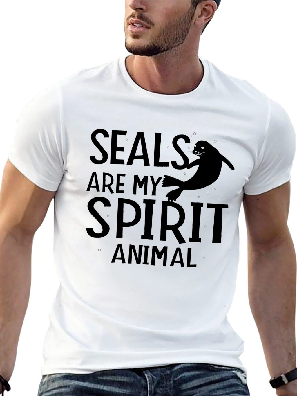 Seals Are My Spirit Animal Black Graphic T-Shirt