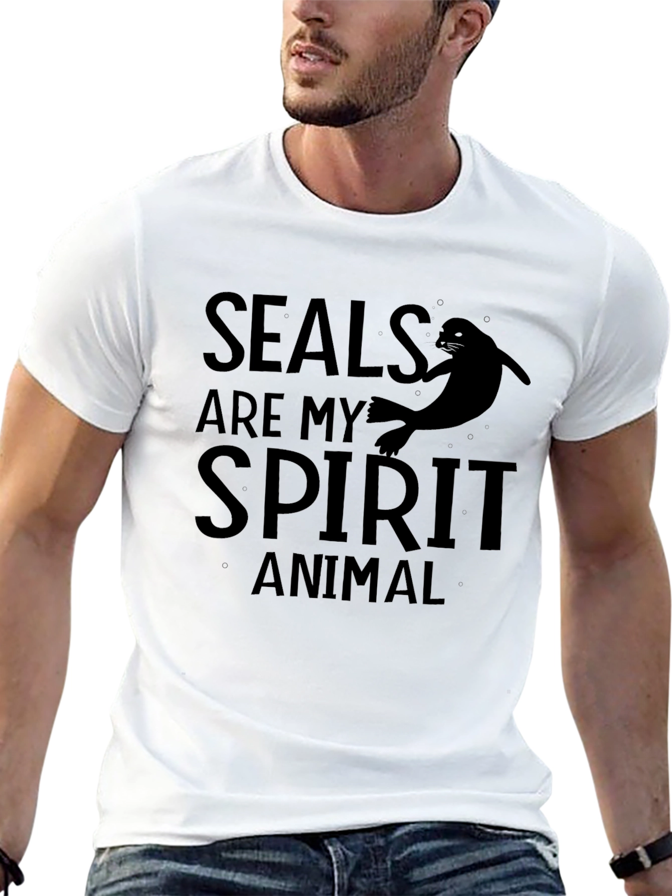 Seals Are My Spirit Animal Black Graphic T-Shirt