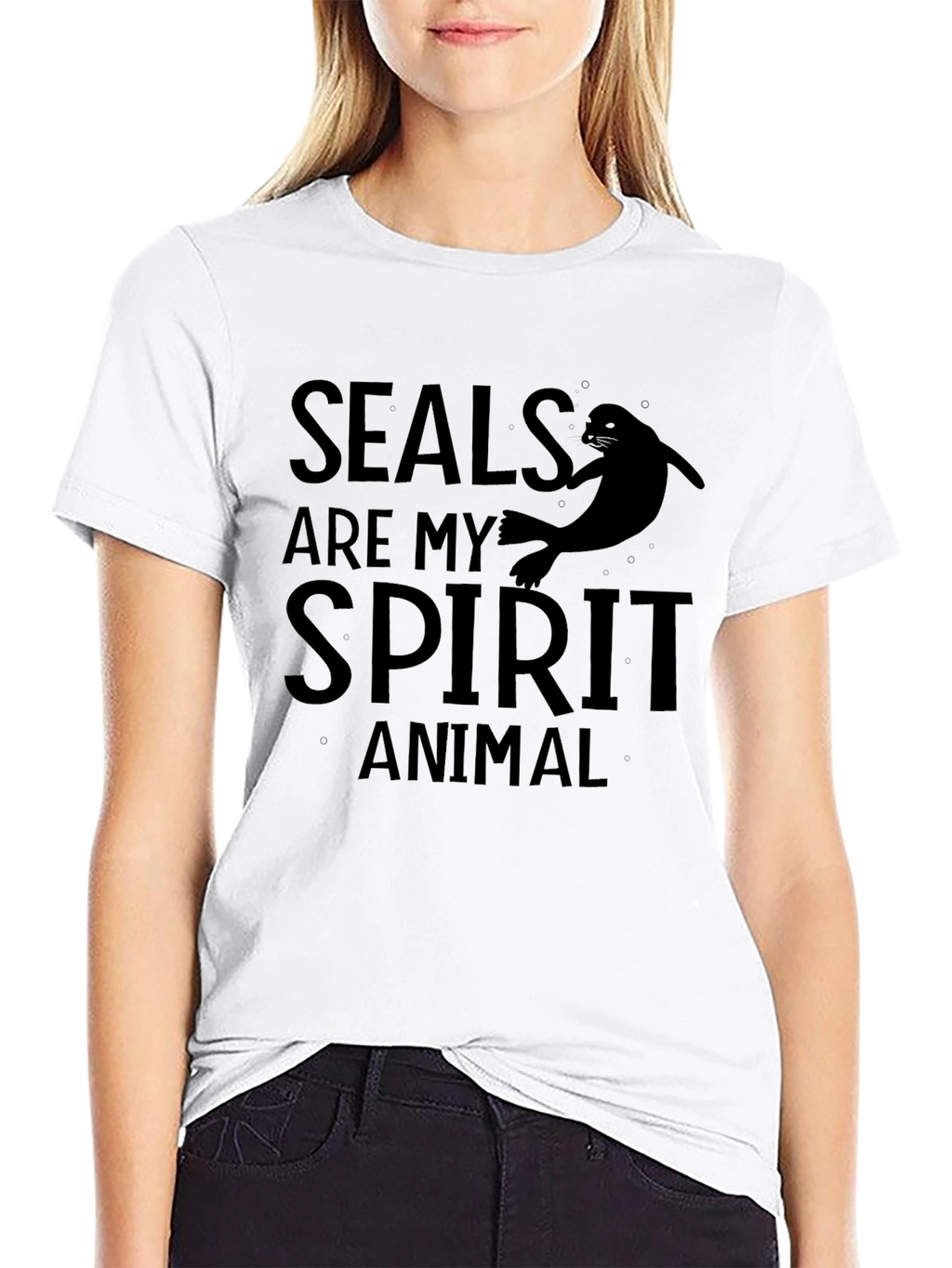 Seals Are My Spirit Animal Black Graphic T-Shirt