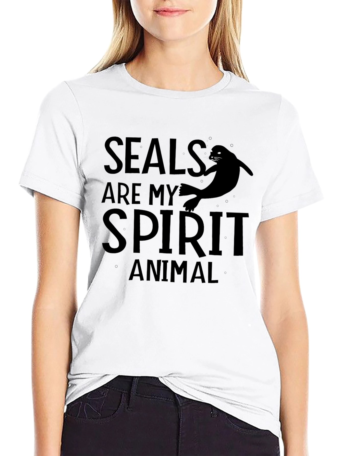 Seals Are My Spirit Animal Black Graphic T-Shirt