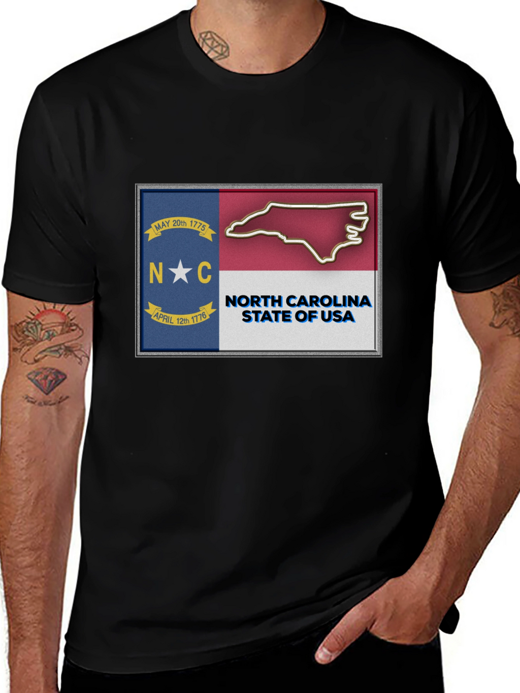 North Carolina State Flag Graphic T-Shirt
