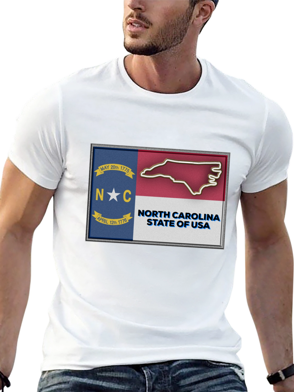 North Carolina State Flag Graphic T-Shirt