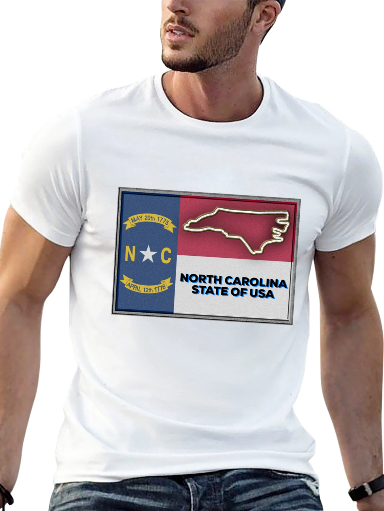 North Carolina State Flag Graphic T-Shirt