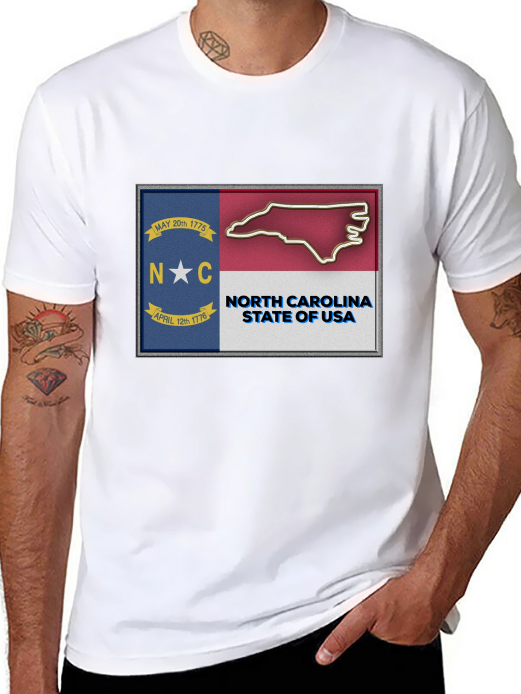 North Carolina State Flag Graphic T-Shirt