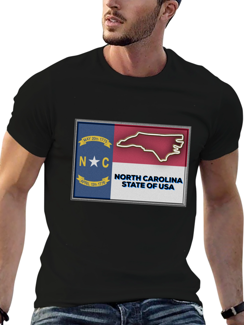 North Carolina State Flag Graphic T-Shirt