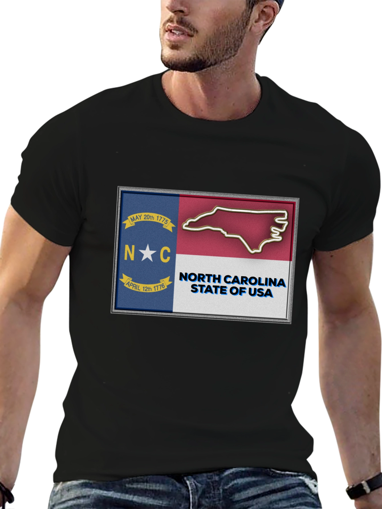 North Carolina State Flag Graphic T-Shirt