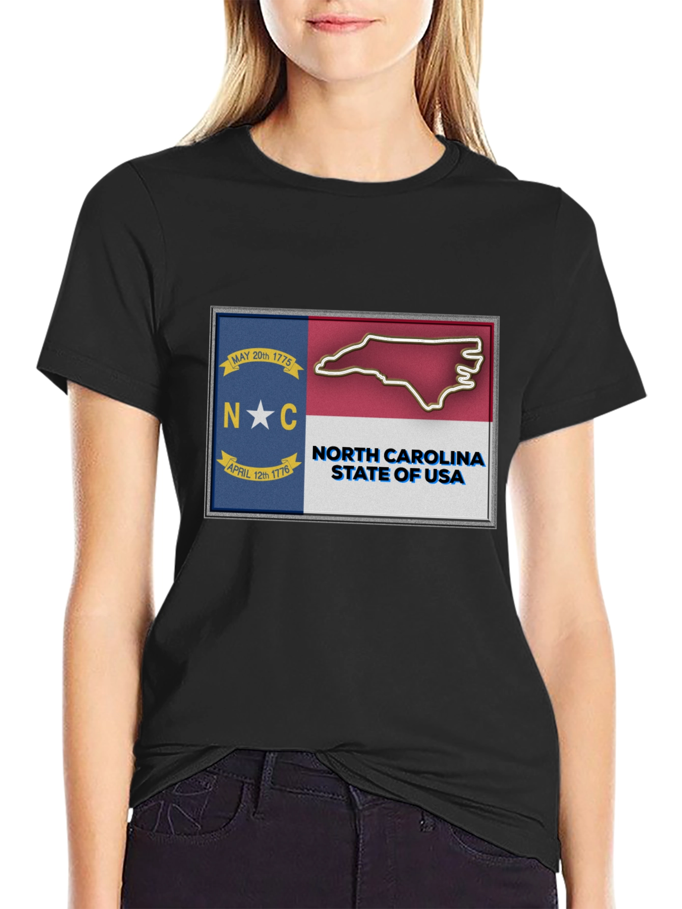 North Carolina State Flag Graphic T-Shirt