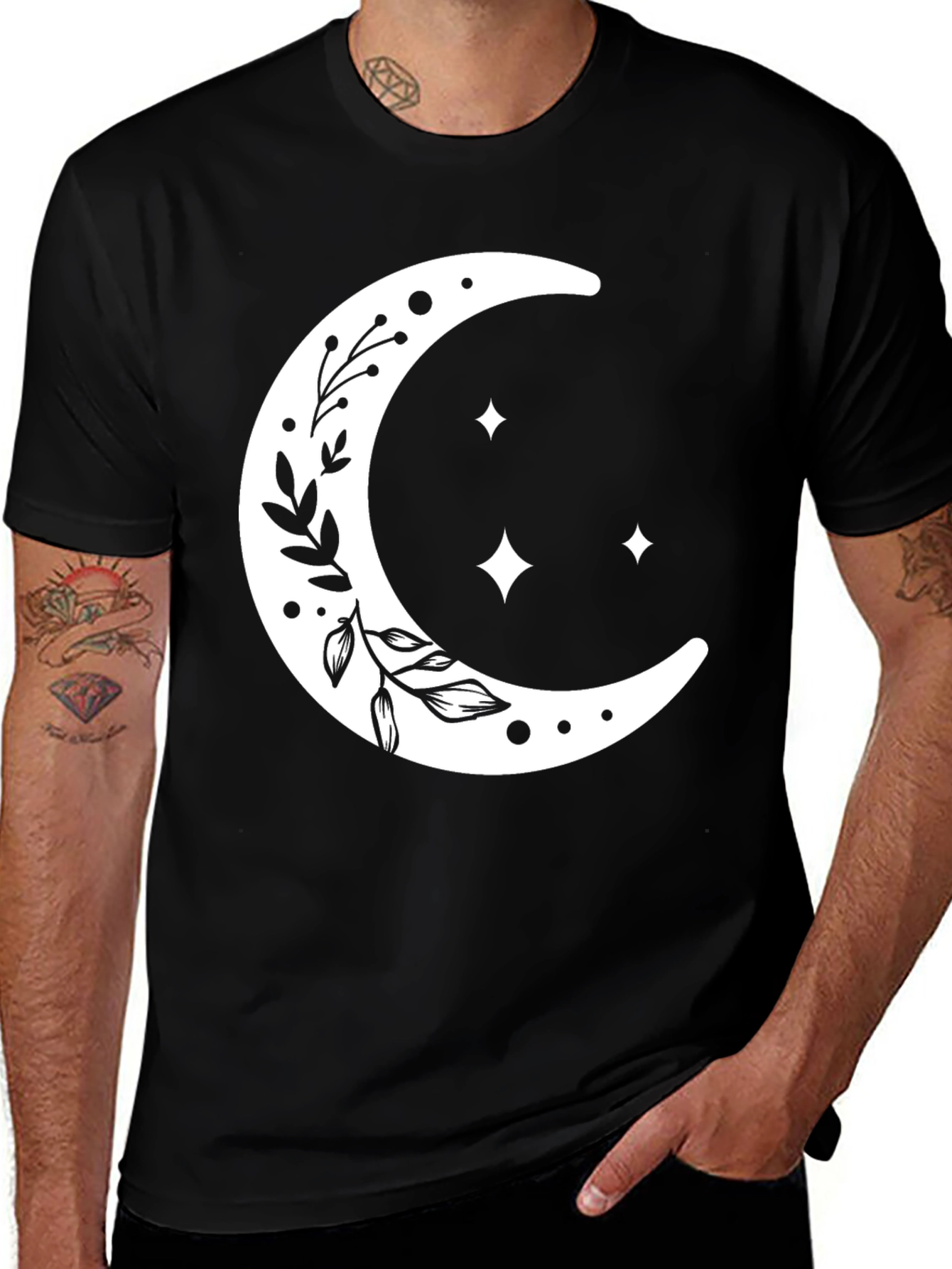 Celestial Moon & Stars Graphic T-Shirt
