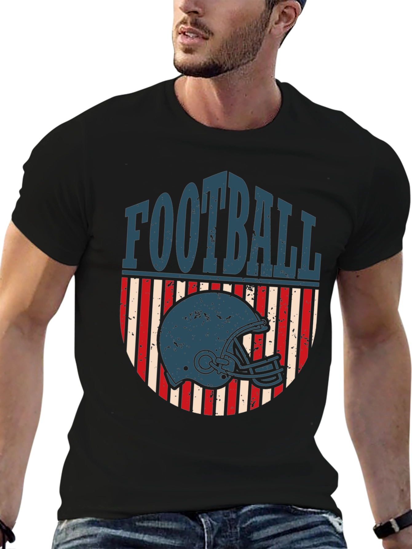 Football Helmet Graphic Tee - Retro Style