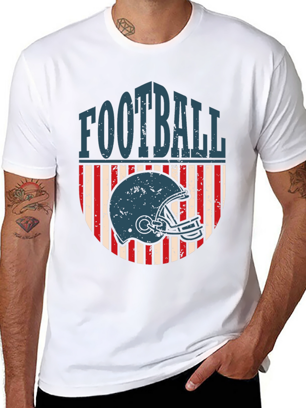 Football Helmet Graphic Tee - Retro Style