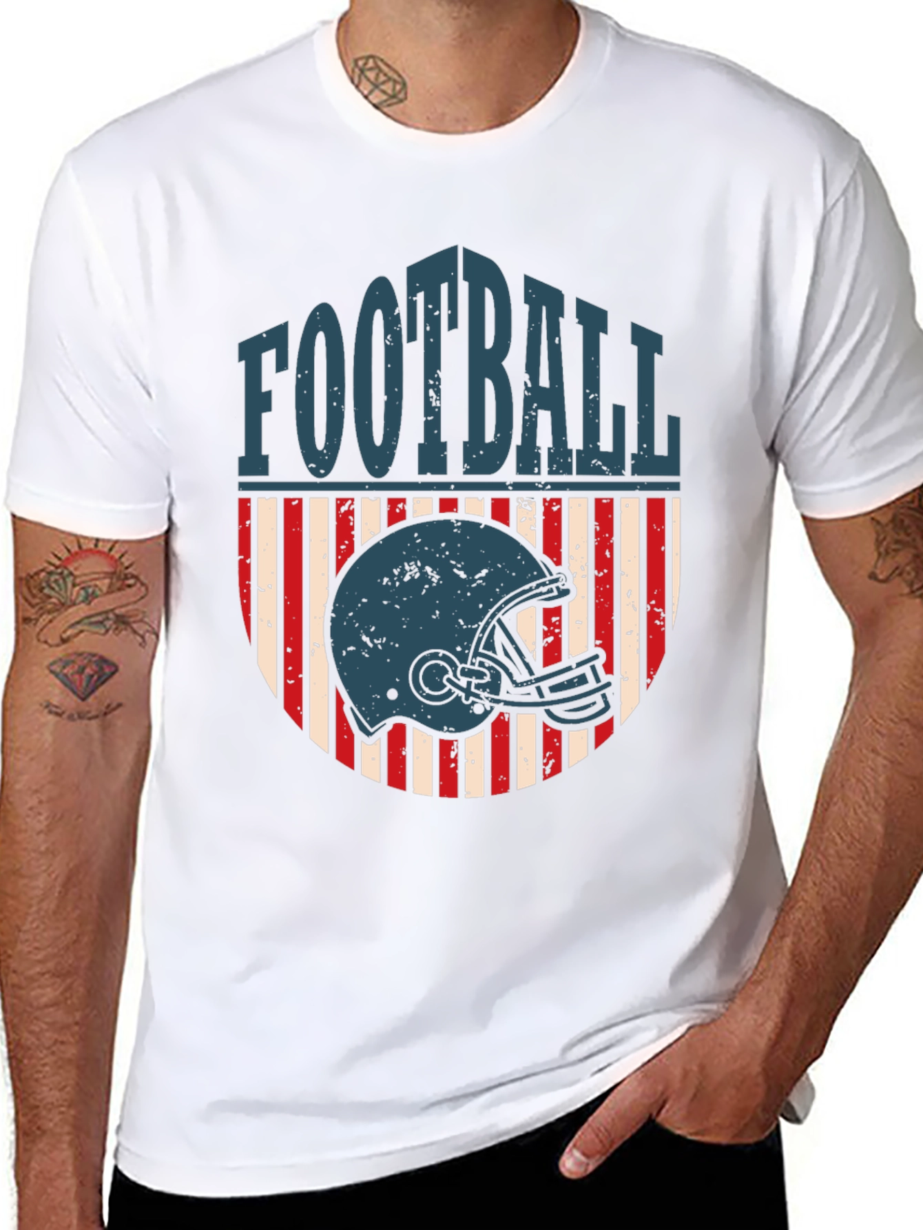 Football Helmet Graphic Tee - Retro Style