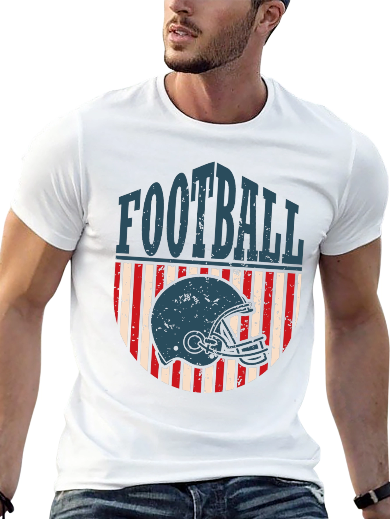 Football Helmet Graphic Tee - Retro Style