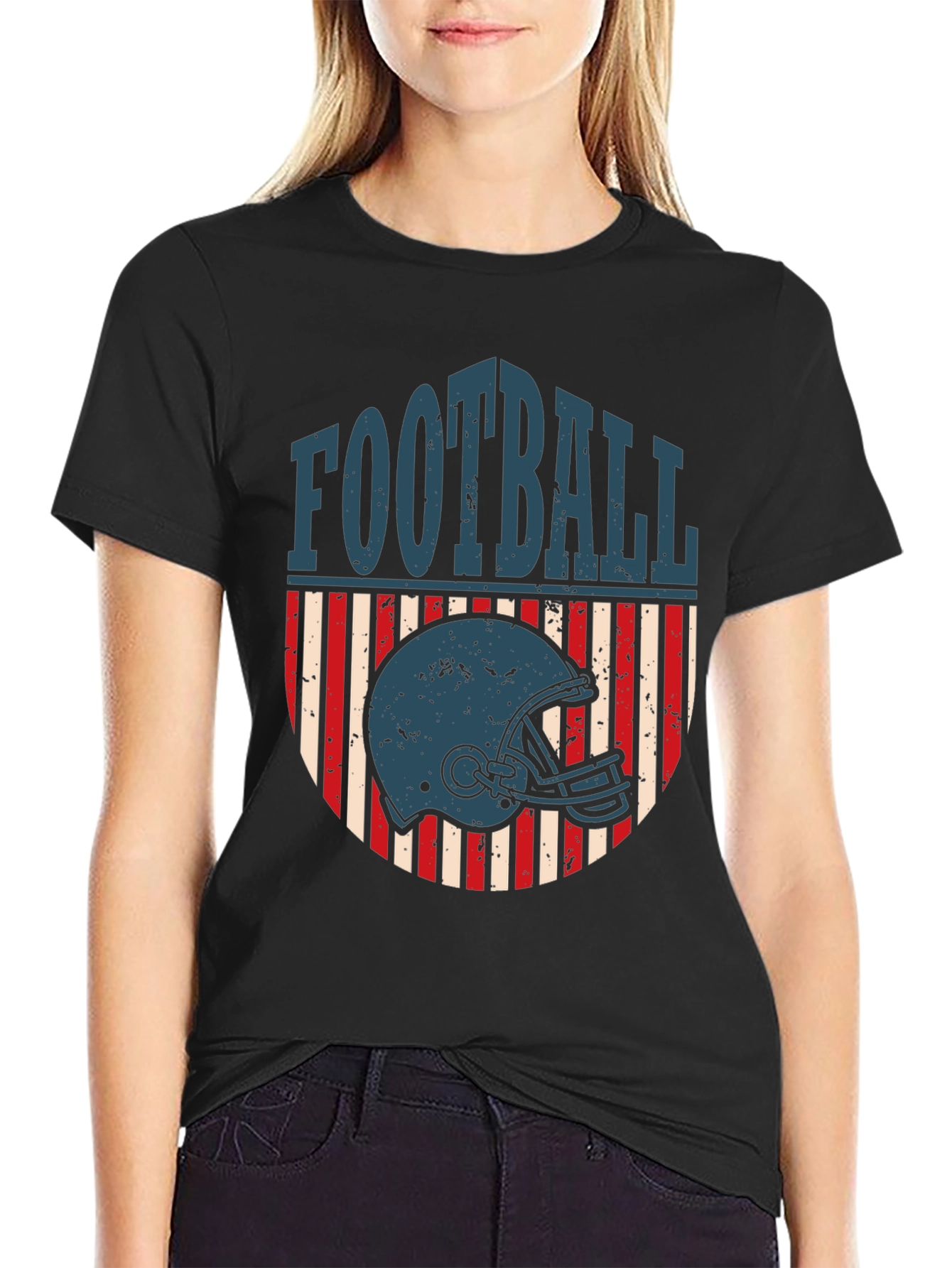 Football Helmet Graphic Tee - Retro Style