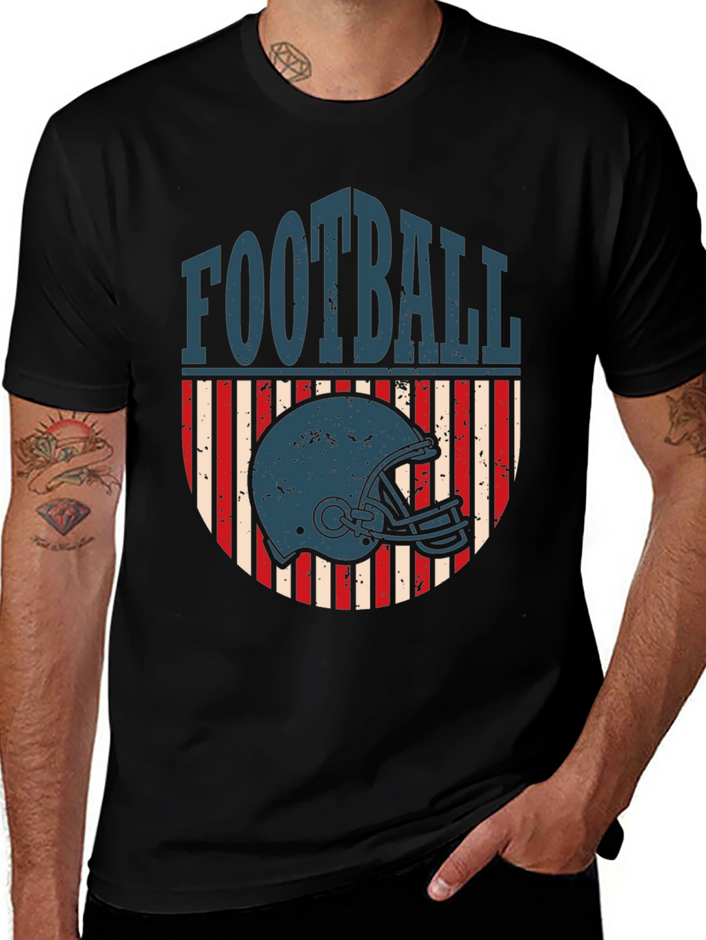 Football Helmet Graphic Tee - Retro Style