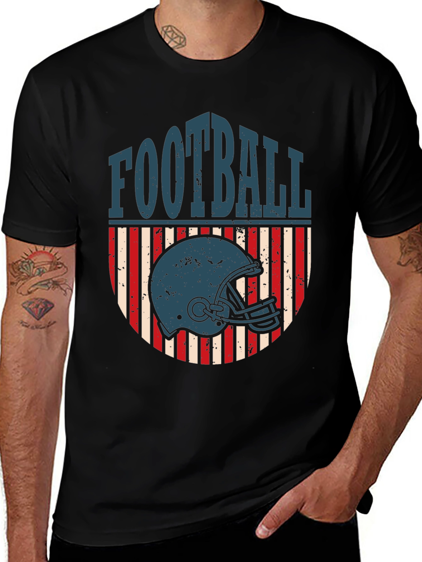 Football Helmet Graphic Tee - Retro Style